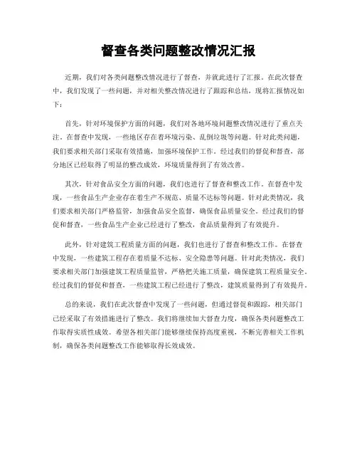 督查各类问题整改情况汇报