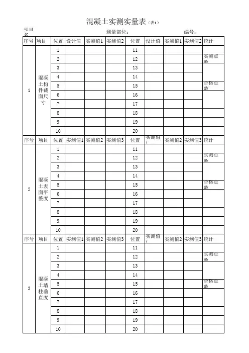房建实测实量实用表格