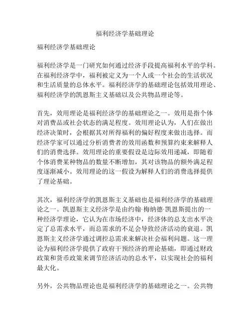 福利经济学基础理论