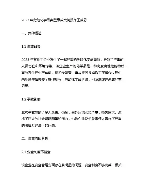 2023年危险化学品典型事故案例操作工反思