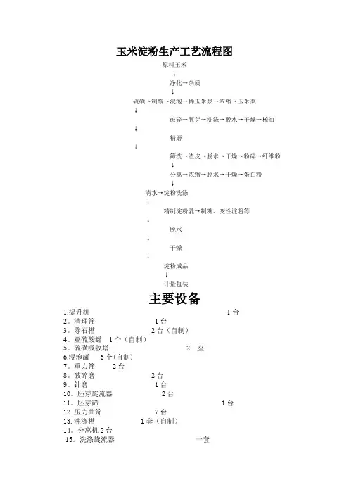 玉米淀粉生产工艺流程图