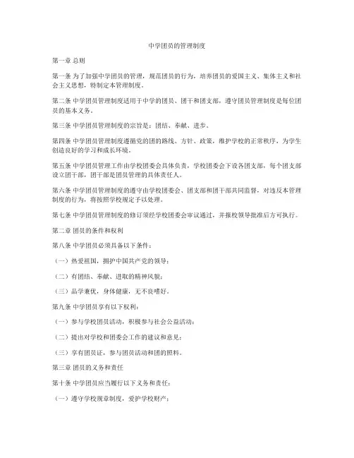 中学团员的管理制度