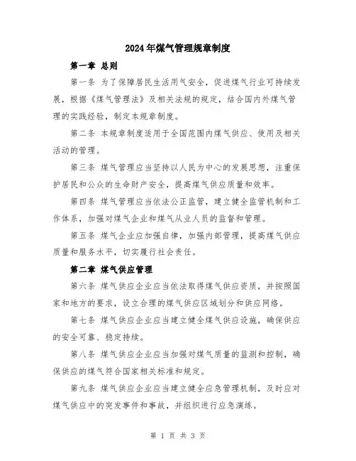 2024年煤气管理规章制度