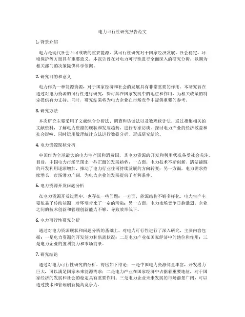 电力可行性研究报告范文