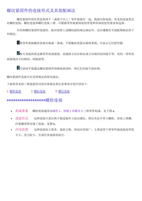 螺纹紧固件的连接形式及其装配画法