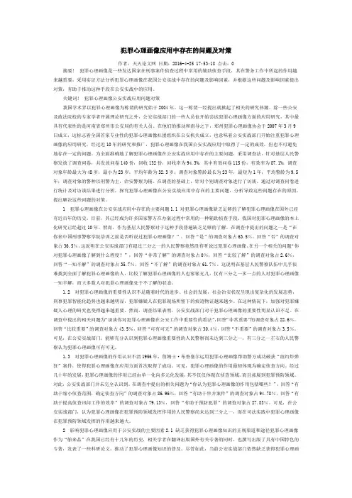 犯罪心理画像应用中存在的问题及对策