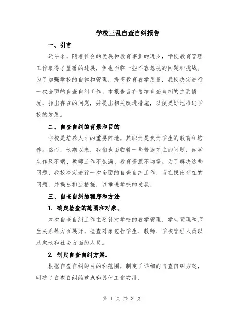 学校三乱自查自纠报告
