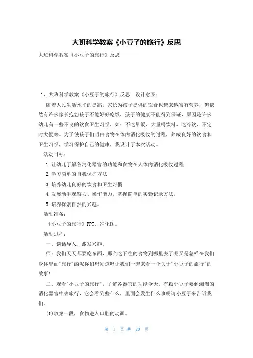 大班科学教案《小豆子的旅行》反思