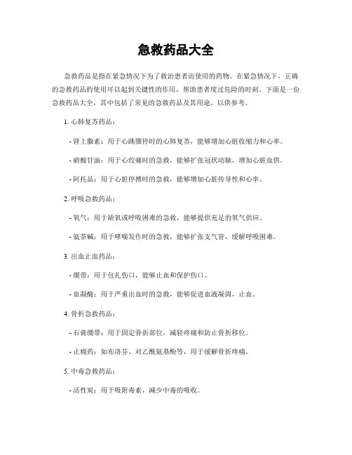 急救药品大全
