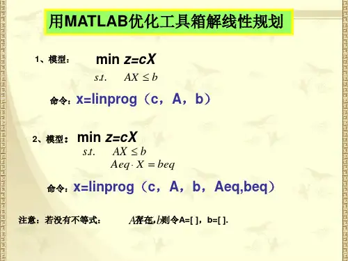 用MATLAB求解线性规划