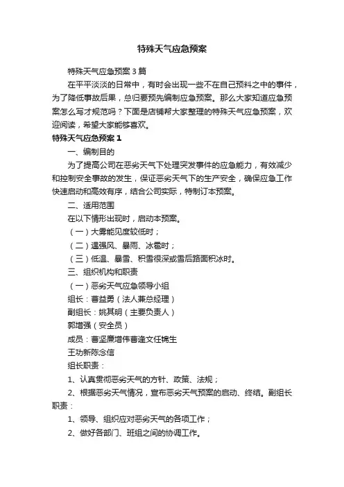特殊天气应急预案