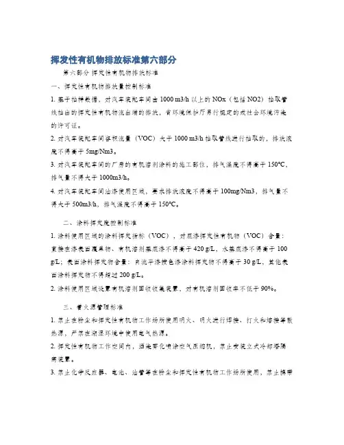 挥发性有机物排放标准第六部分