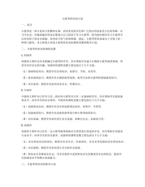 小提琴班培训计划