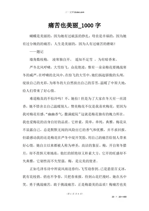 高二话题作文：痛苦也美丽_1000字_11