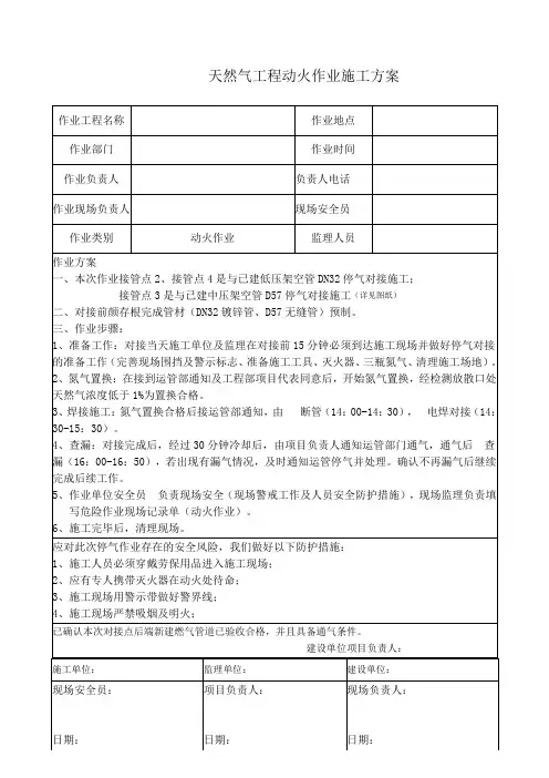 动火作业施工方案(最新版)