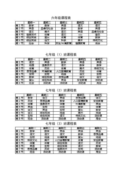 最新整理六年级课程表.doc