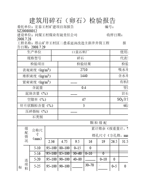 建筑用碎石检验报告