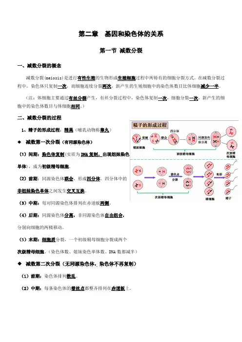 (推荐)高中生物人教版必修二第二章知识点总结