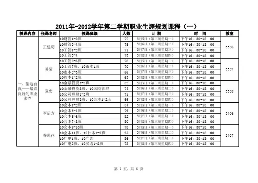 xxxx级本科职业生涯规划课程安排表.xls