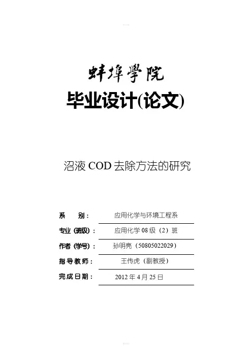 沼液COD的处理