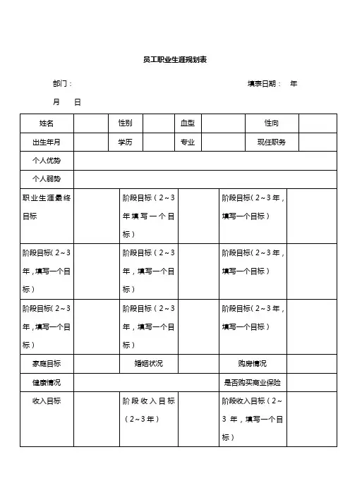 员工职业生涯规划常用表格【16】员工职业生涯规划表