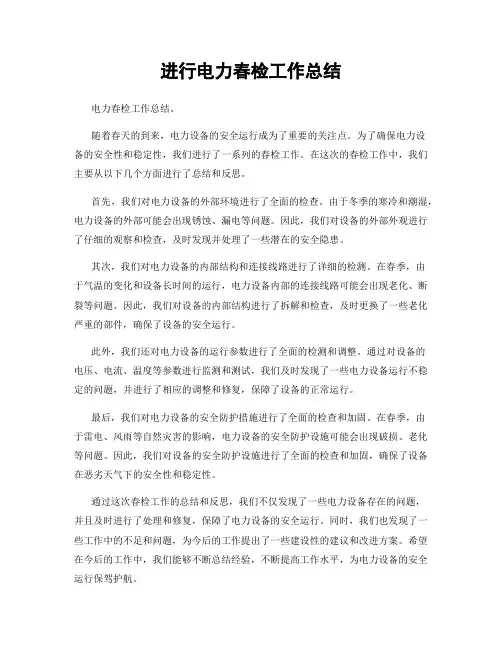 进行电力春检工作总结