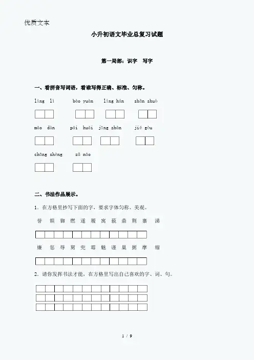 小升初语文毕业总复习试题与答案