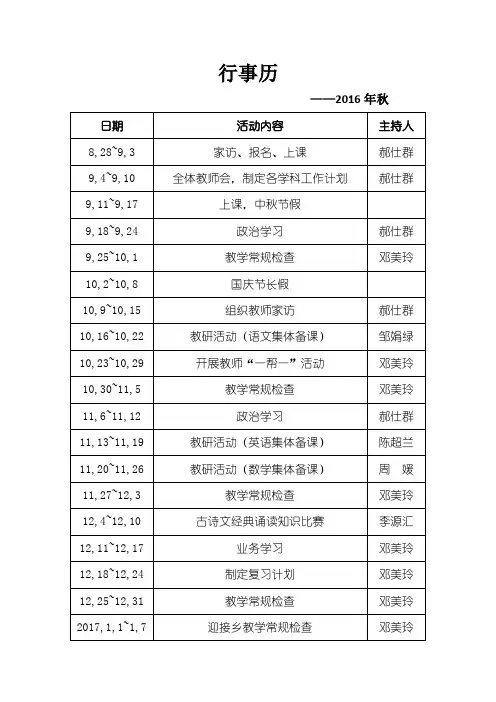 行事历