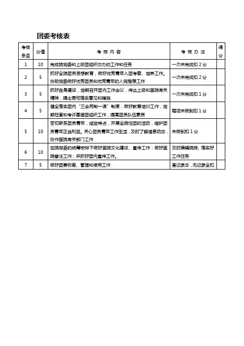 X团委考核表