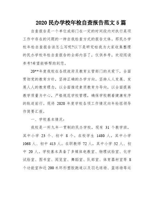 2020民办学校年检自查报告范文5篇