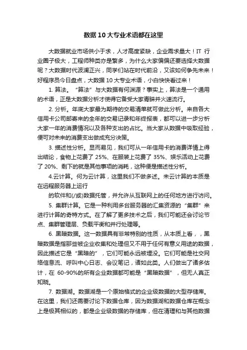 数据10大专业术语都在这里