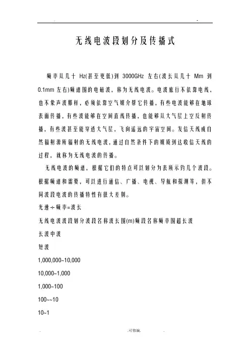 无线电波段划分及传播方式