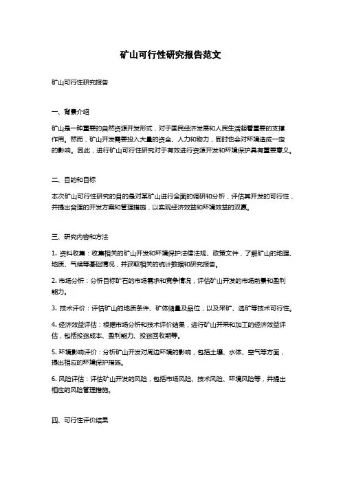 矿山可行性研究报告范文
