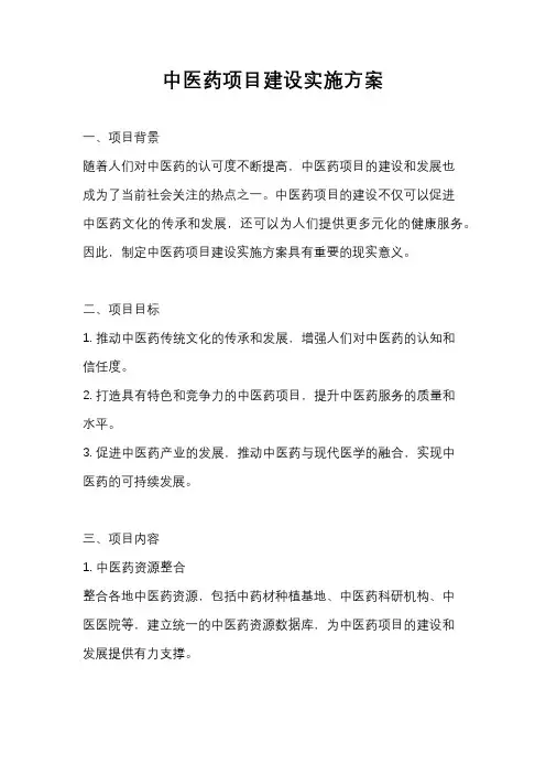 中医药项目建设实施方案