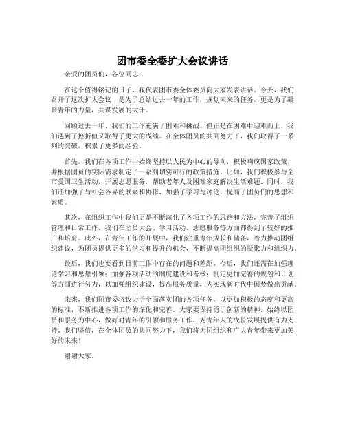 团市委全委扩大会议讲话