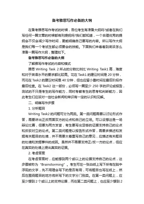 备考雅思写作必备的大纲