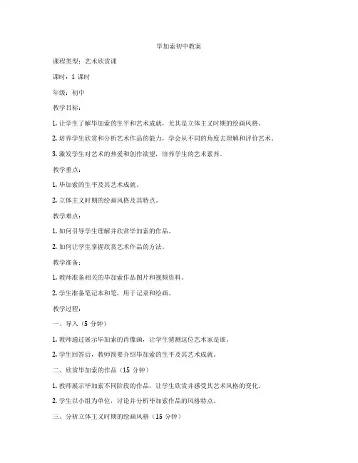 毕加索初中教案