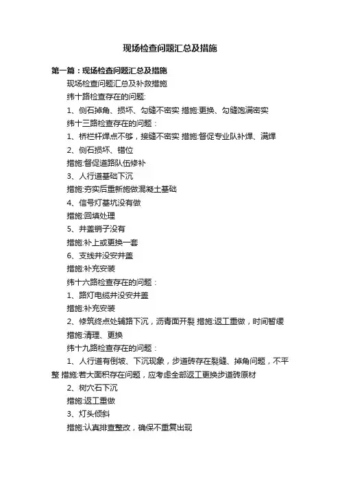 现场检查问题汇总及措施