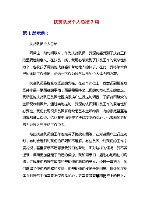 扶贫队员个人总结7篇
