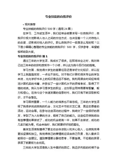 专业技能的自我评价