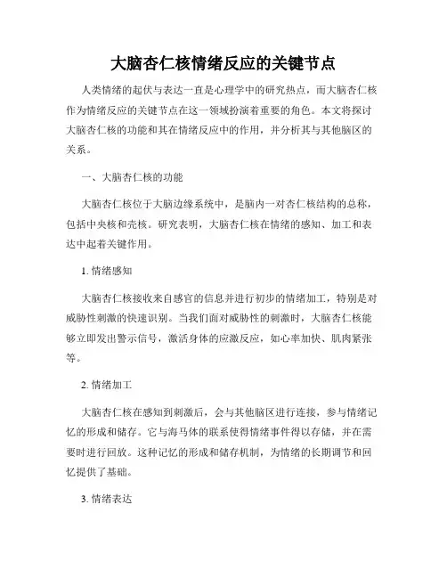 大脑杏仁核情绪反应的关键节点