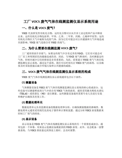 工厂VOCS废气气体在线测监测仪显示系统用途