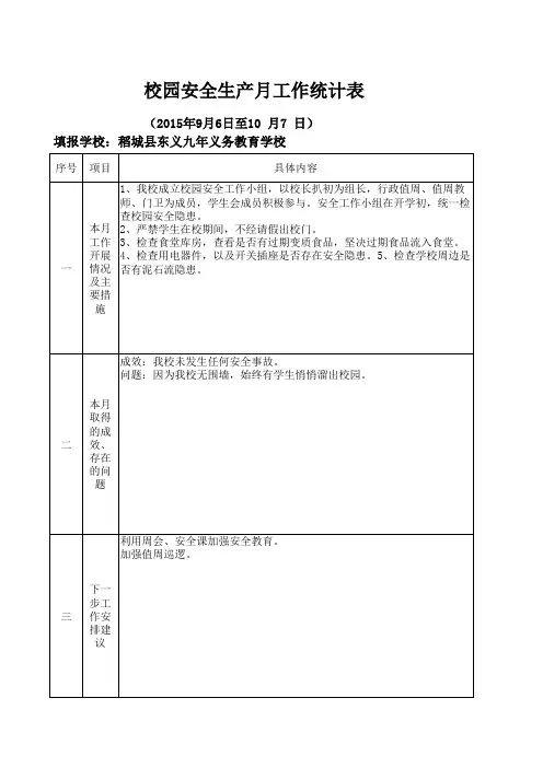 安全生产大检查,专项整治工作表9
