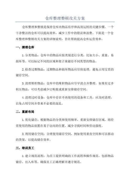 仓库整理整顿攻关方案