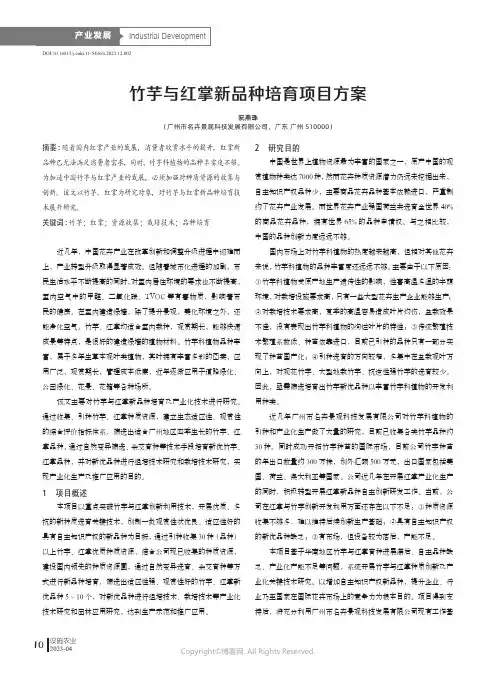 竹芋与红掌新品种培育项目方案