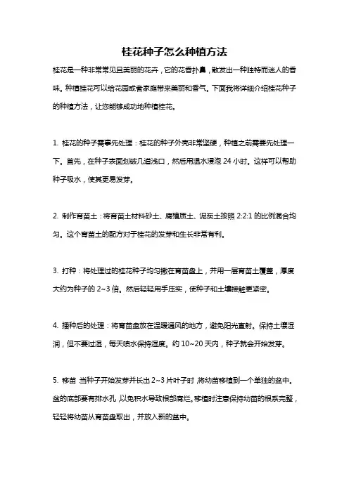 桂花种子怎么种植方法