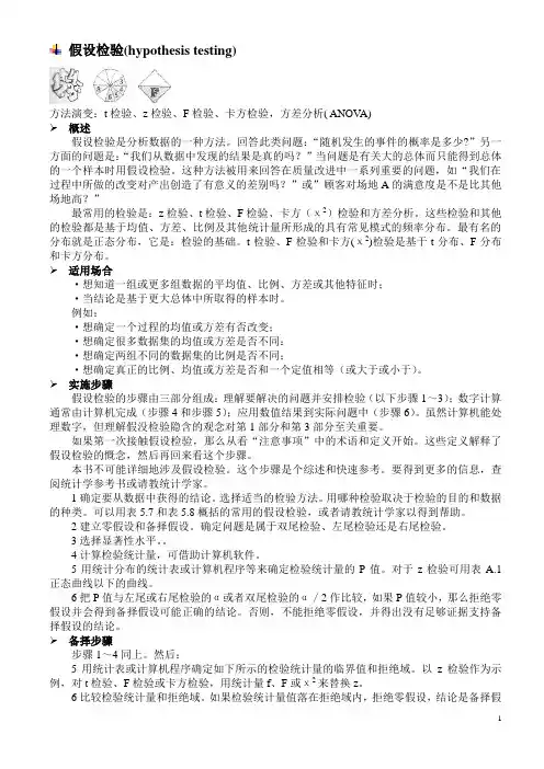 假设检验(hypothesis testing)