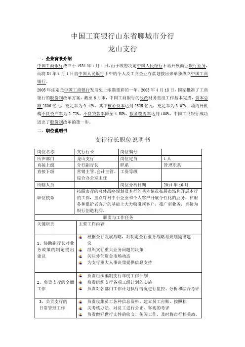 中国工商银行绩效考核