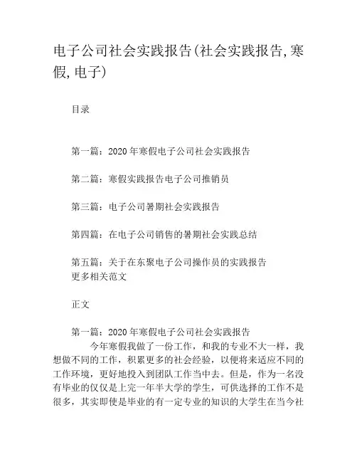 电子公司社会实践报告(社会实践报告,寒假,电子)
