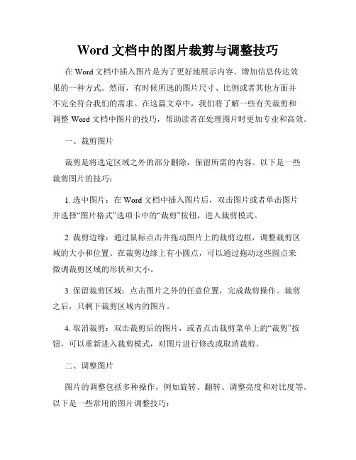 Word文档中的图片裁剪与调整技巧